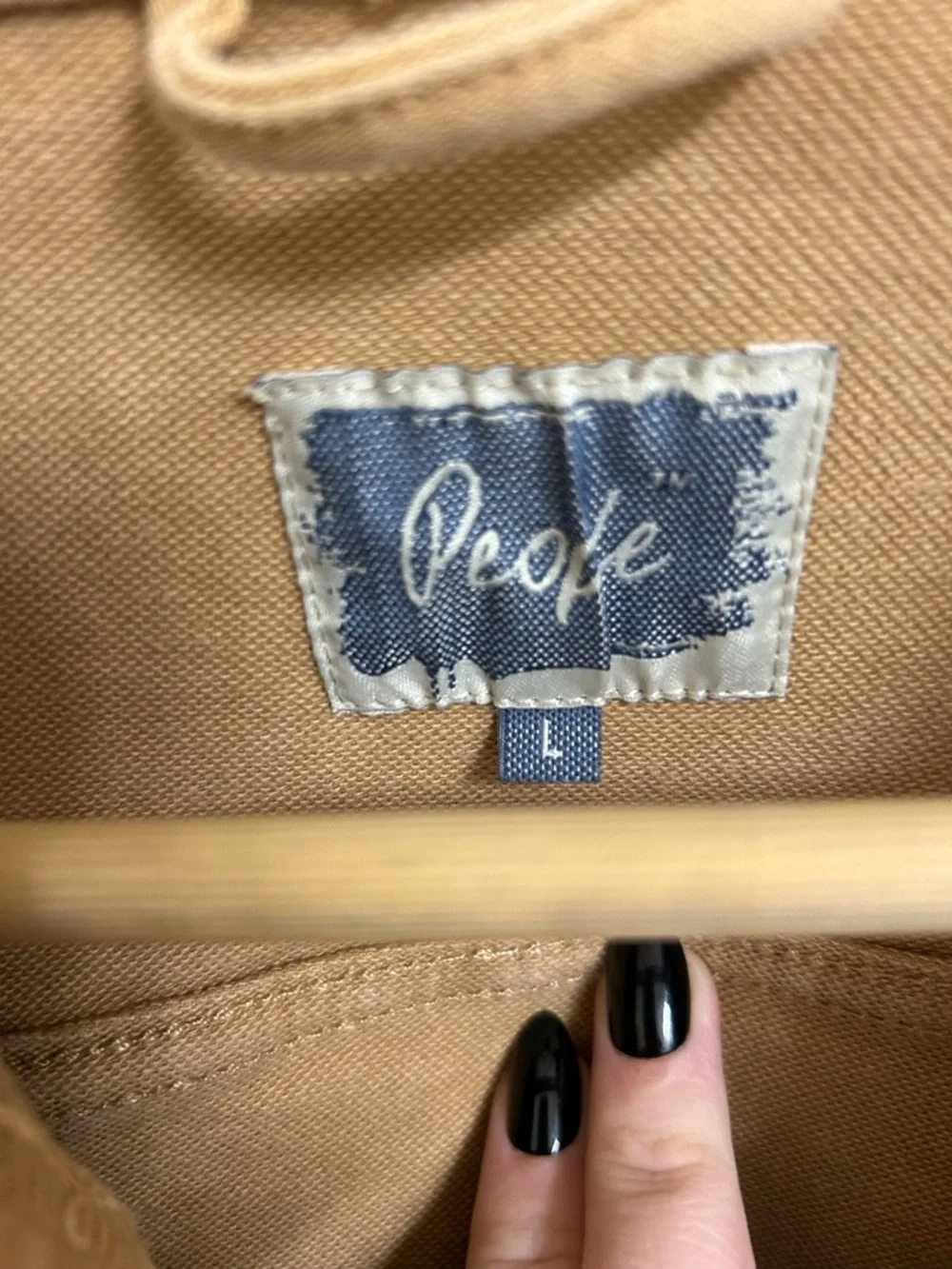 Vintage Free People Stretch Tan Denim Jacket Size Large - Picture 8 of 14